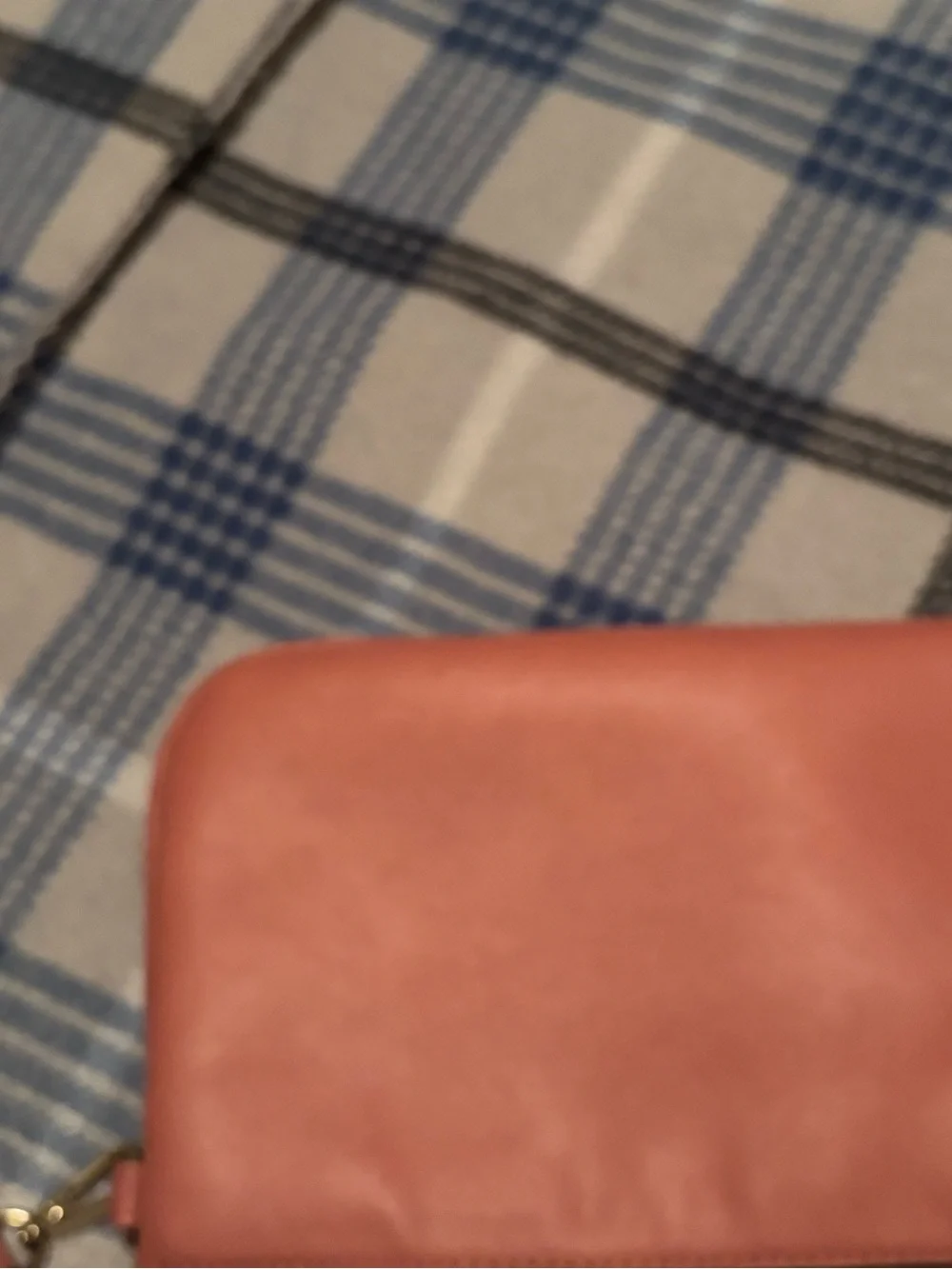 Nine West Coral Pink Perforated Leather Wristlet Clutch